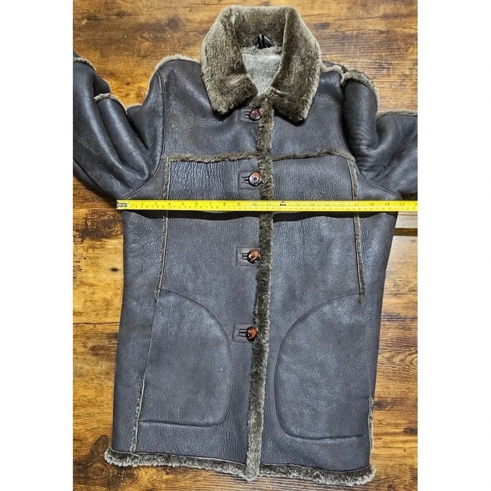 UA Utex Design Full Brown Genuine‎ Leather/Shearling Coat Size Medium